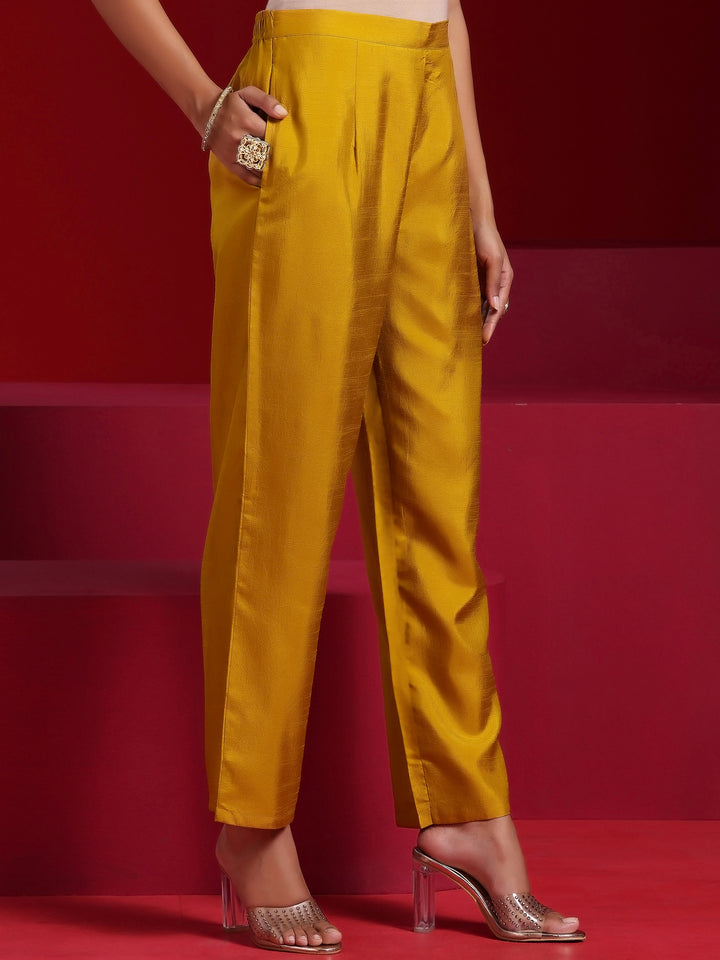 Libas Art Mustard Embroidered Silk Blend A-Line Kurta With Sharara & Dupatta