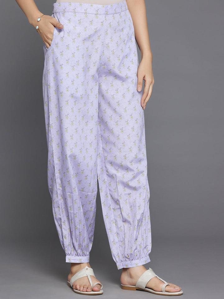 Purple Printed Poly Crepe Straight Suit With Dupatta