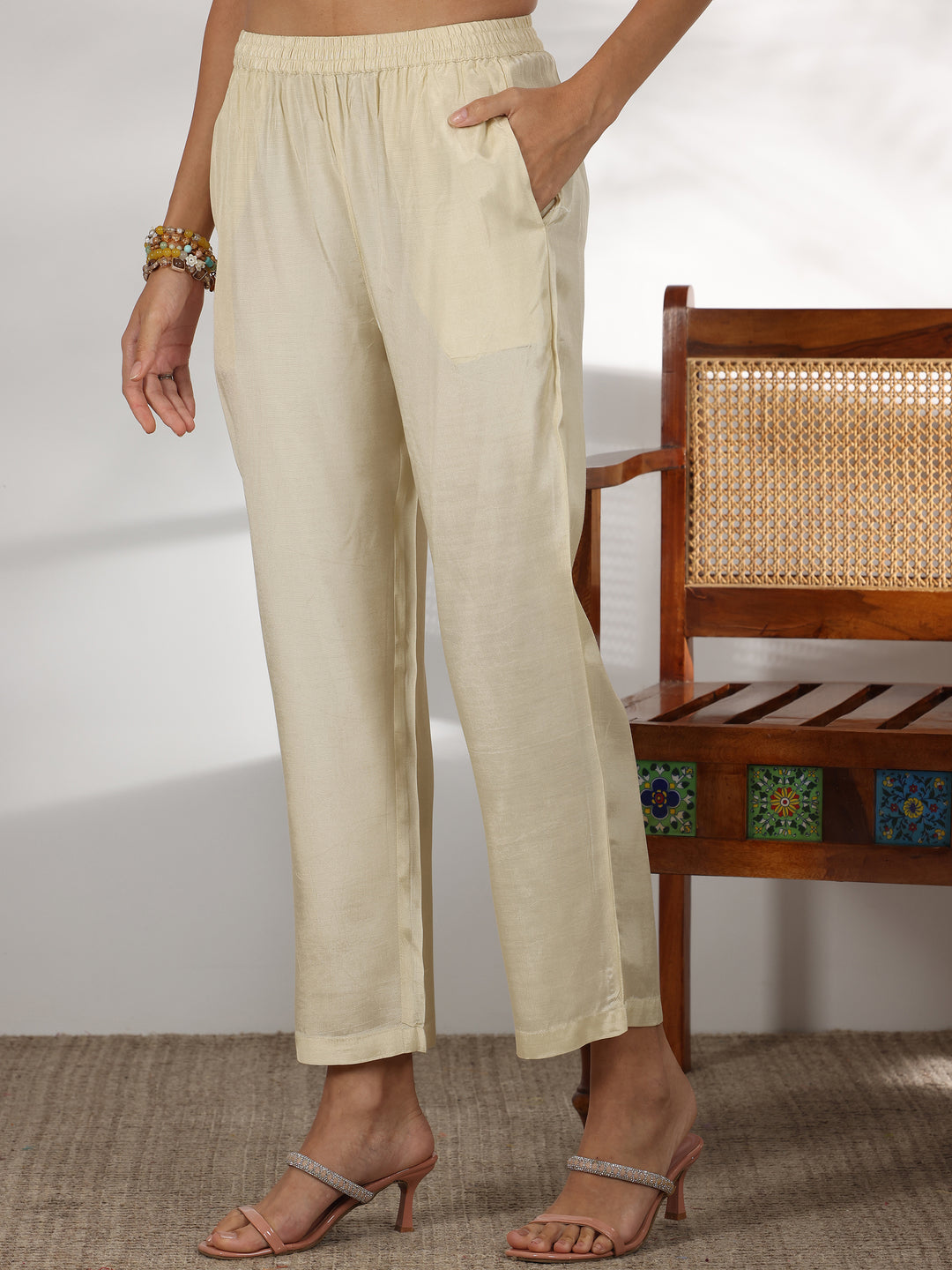 Beige Printed Muslin Straight Suit With Dupatta