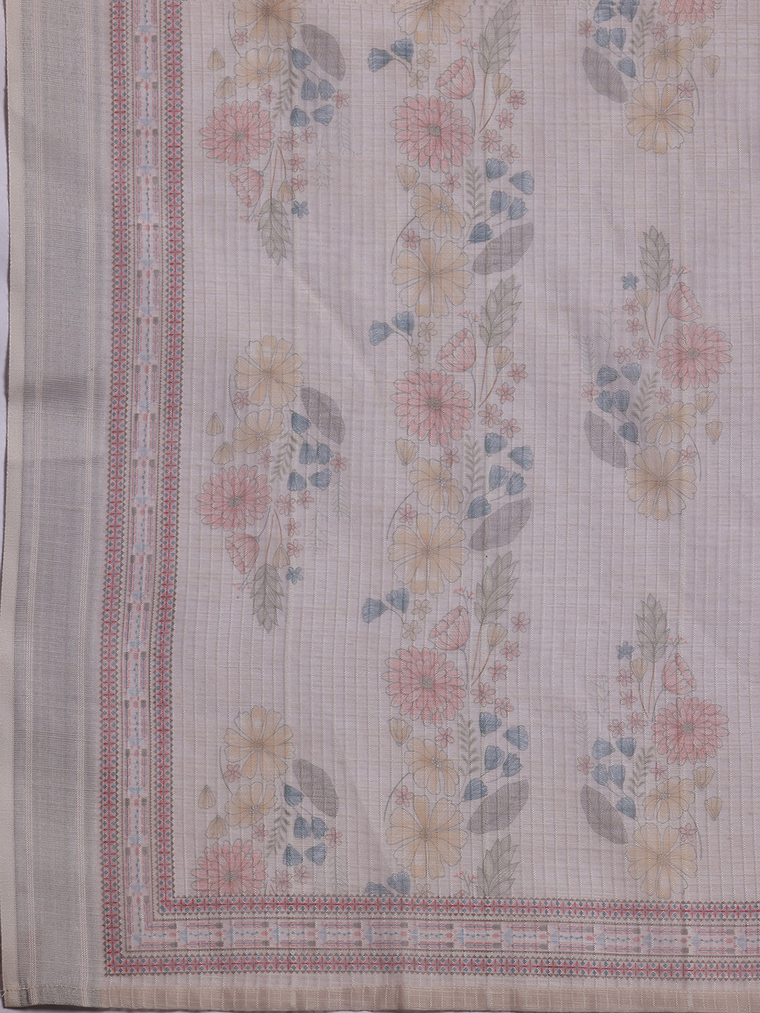 Beige Printed Chanderi Silk Straight Suit With Dupatta