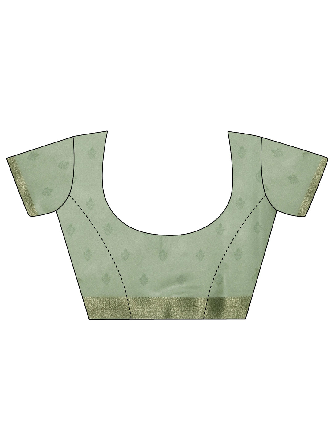 Green Printed Silk Blend Saree With Unstitched Blouse Piece