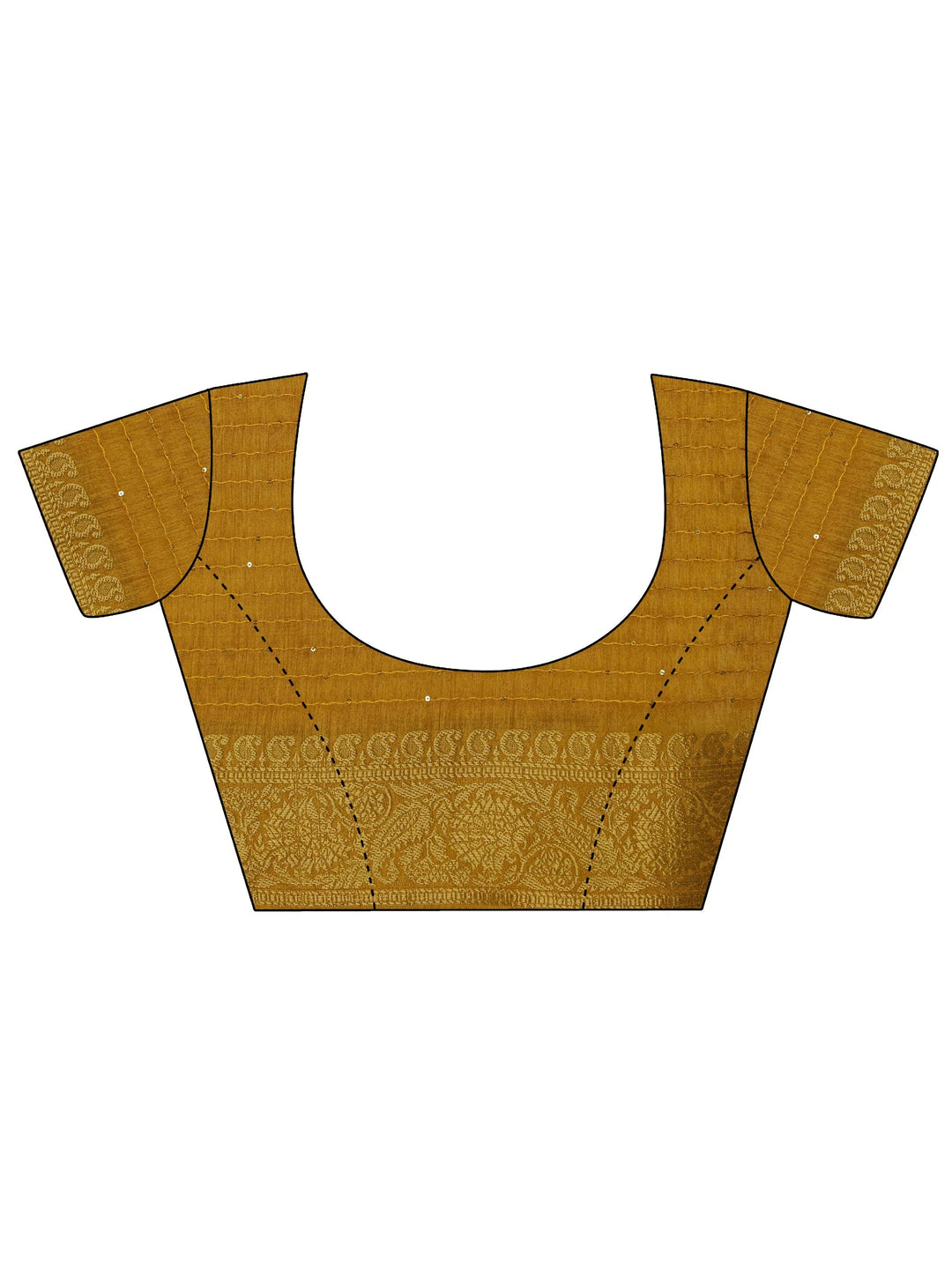 Mustard Printed Silk Blend Saree With Unstitched Blouse Piece