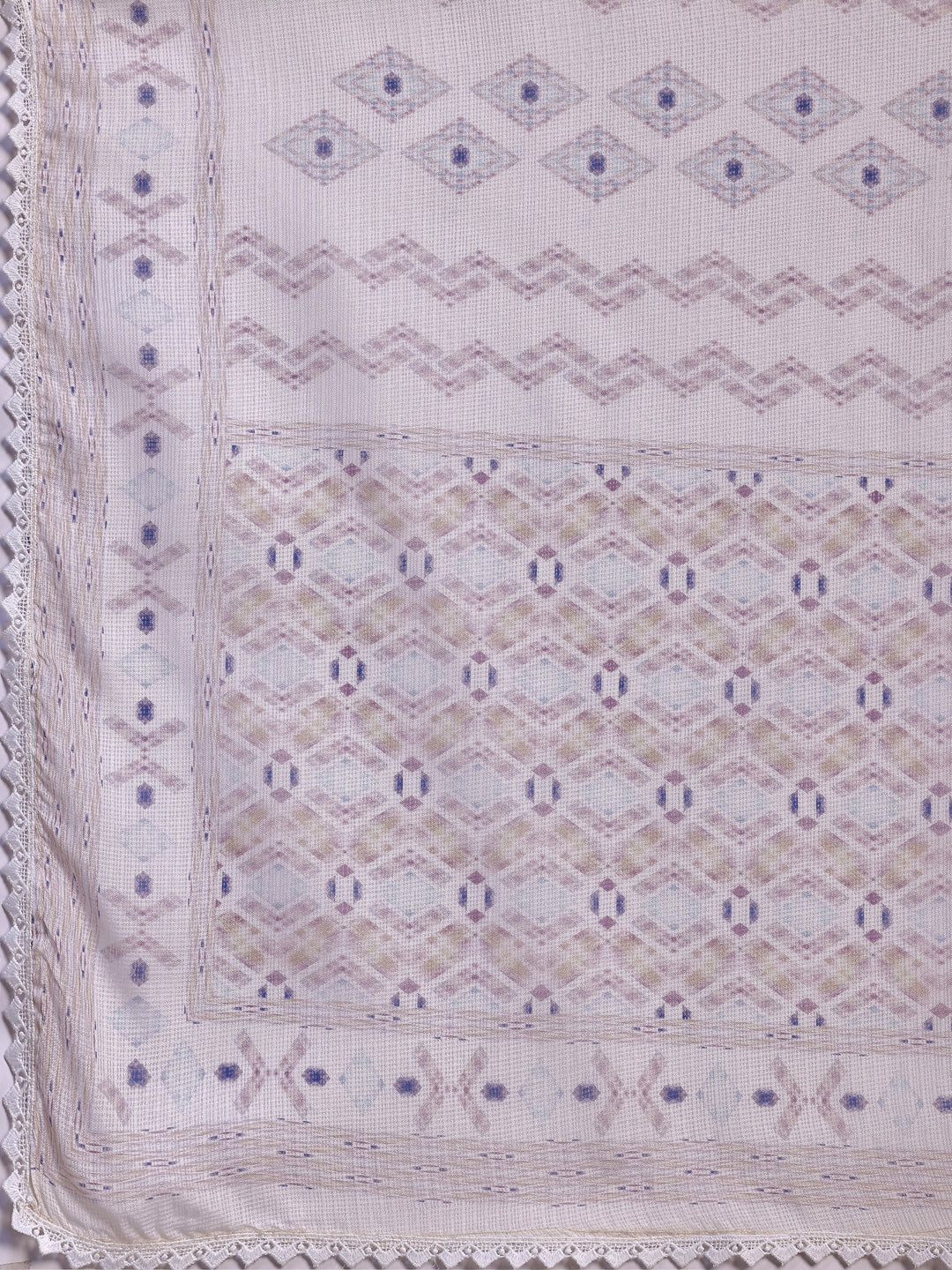 Beige Embroidered Cotton Blend Straight Suit With Dupatta