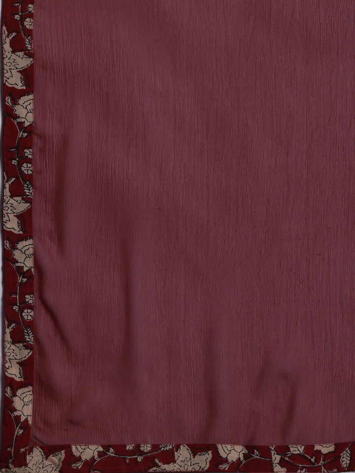 Maroon Printed Pure Cotton Anarkali Suit With Dupatta