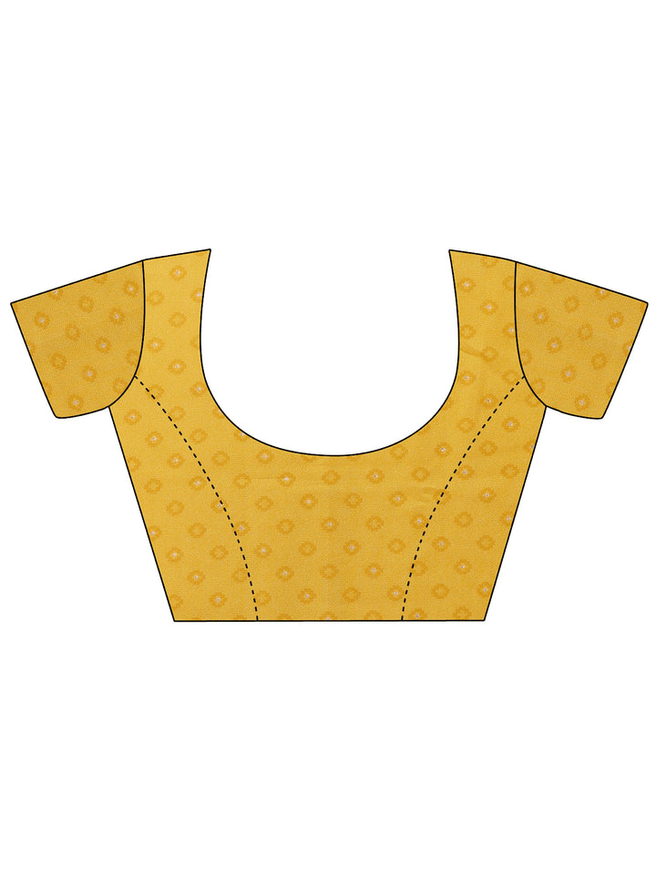 Multi Solid Chinon Saree With Unstitched Blouse Piece
