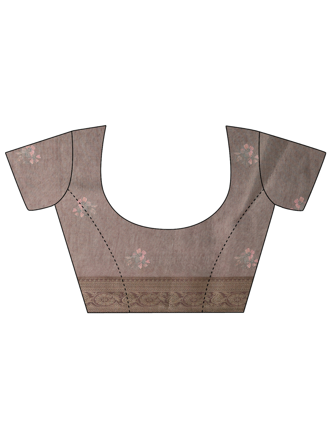 Mauve Printed Silk Blend Saree With Unstitched Blouse Piece