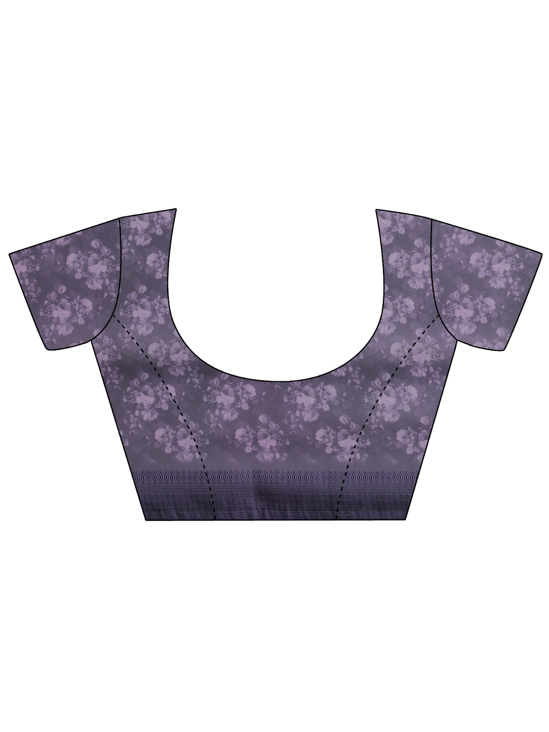 Purple Printed Georgette Saree With Unstitched Blouse Piece