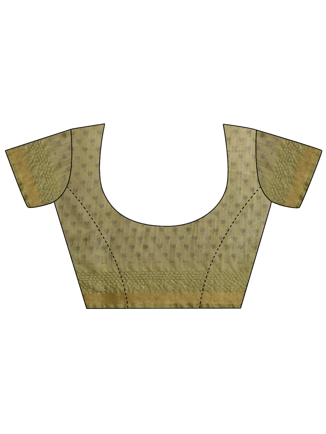 Beige Printed Cotton Blend Saree With Unstitched Blouse Piece