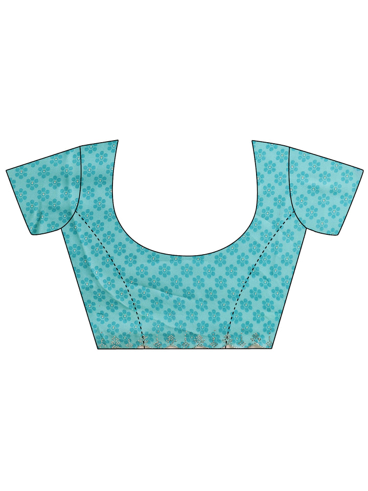 Blue Leheriya Printed Georgette Saree With Unstitched Blouse Piece