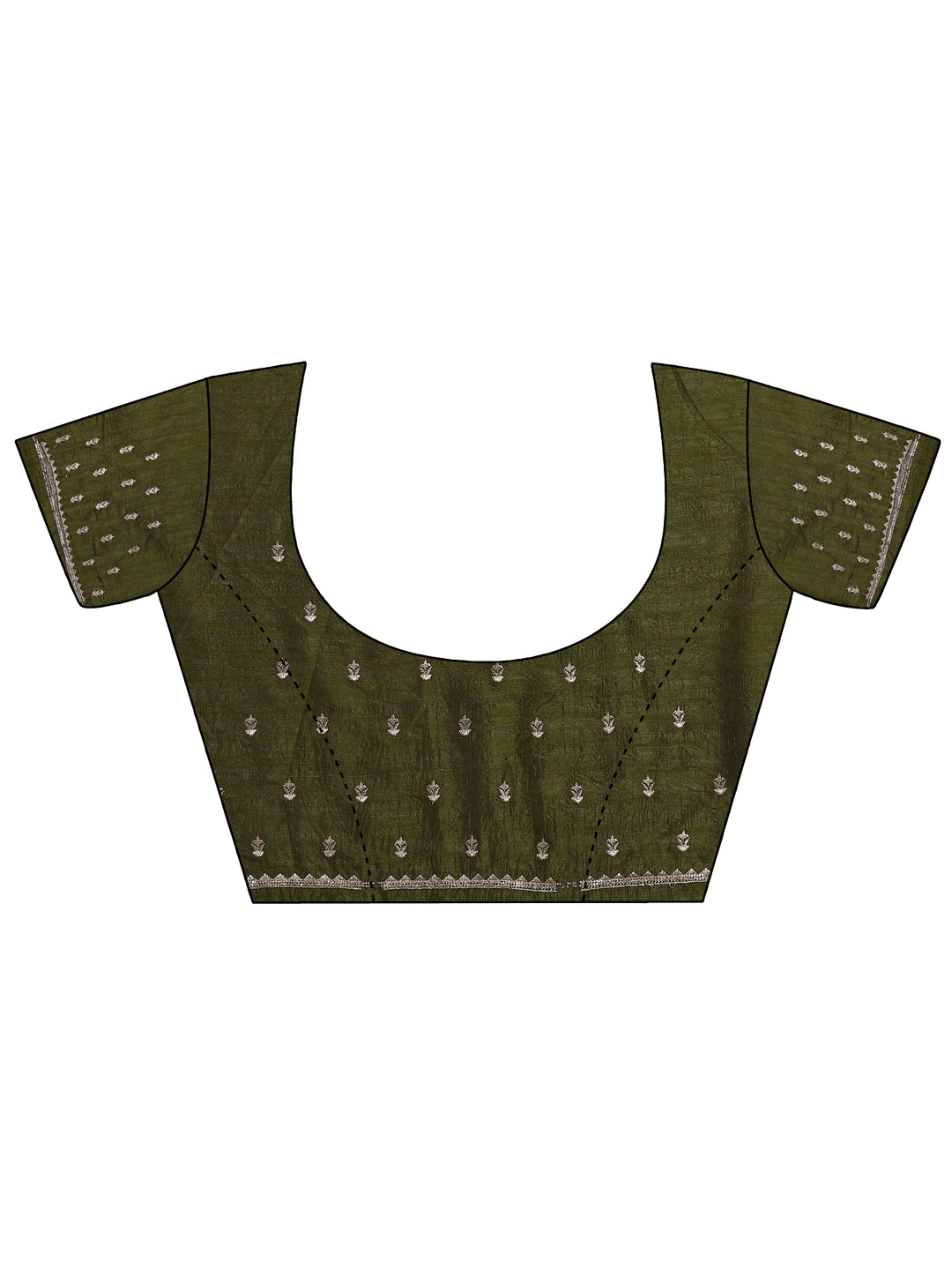 Green Embellished Silk Blend Sarees With Unstitched Blouse Piece