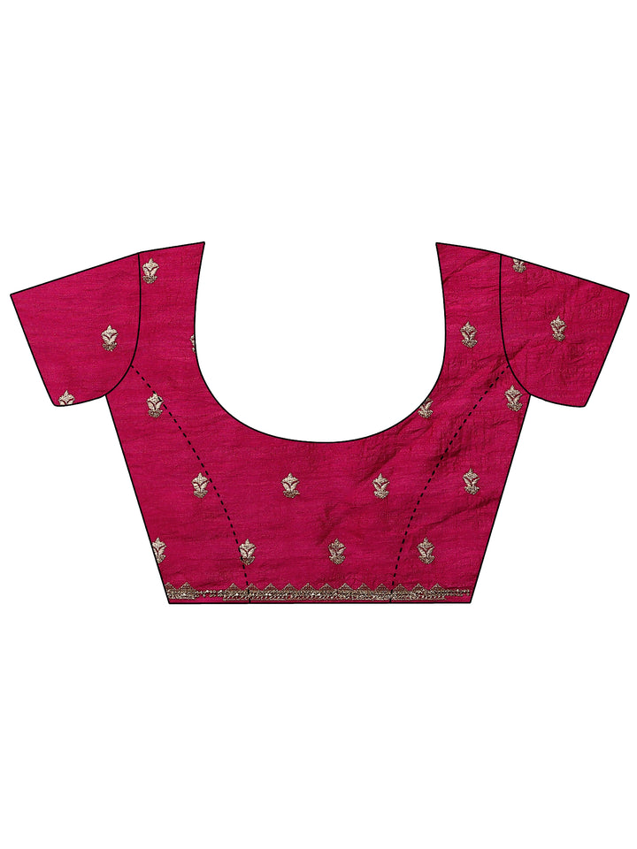 Pink Embellished Silk Blend Sarees With Unstitched Blouse Piece