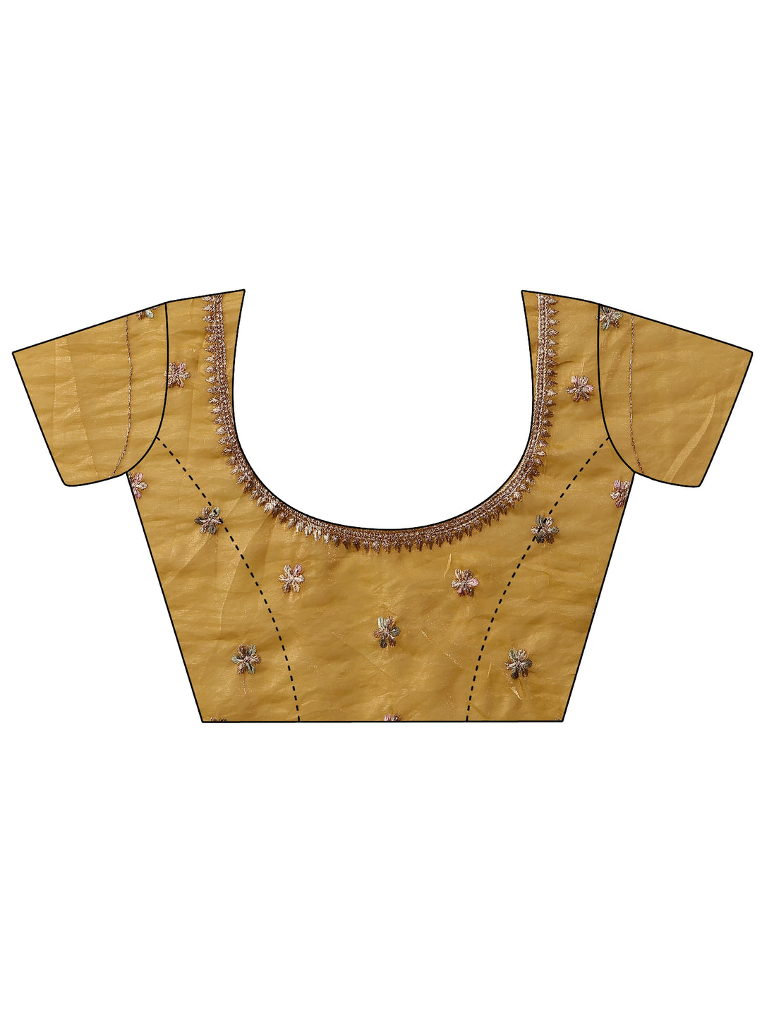 Mustard Embellished Organza Sarees With Unstitched Blouse Piece