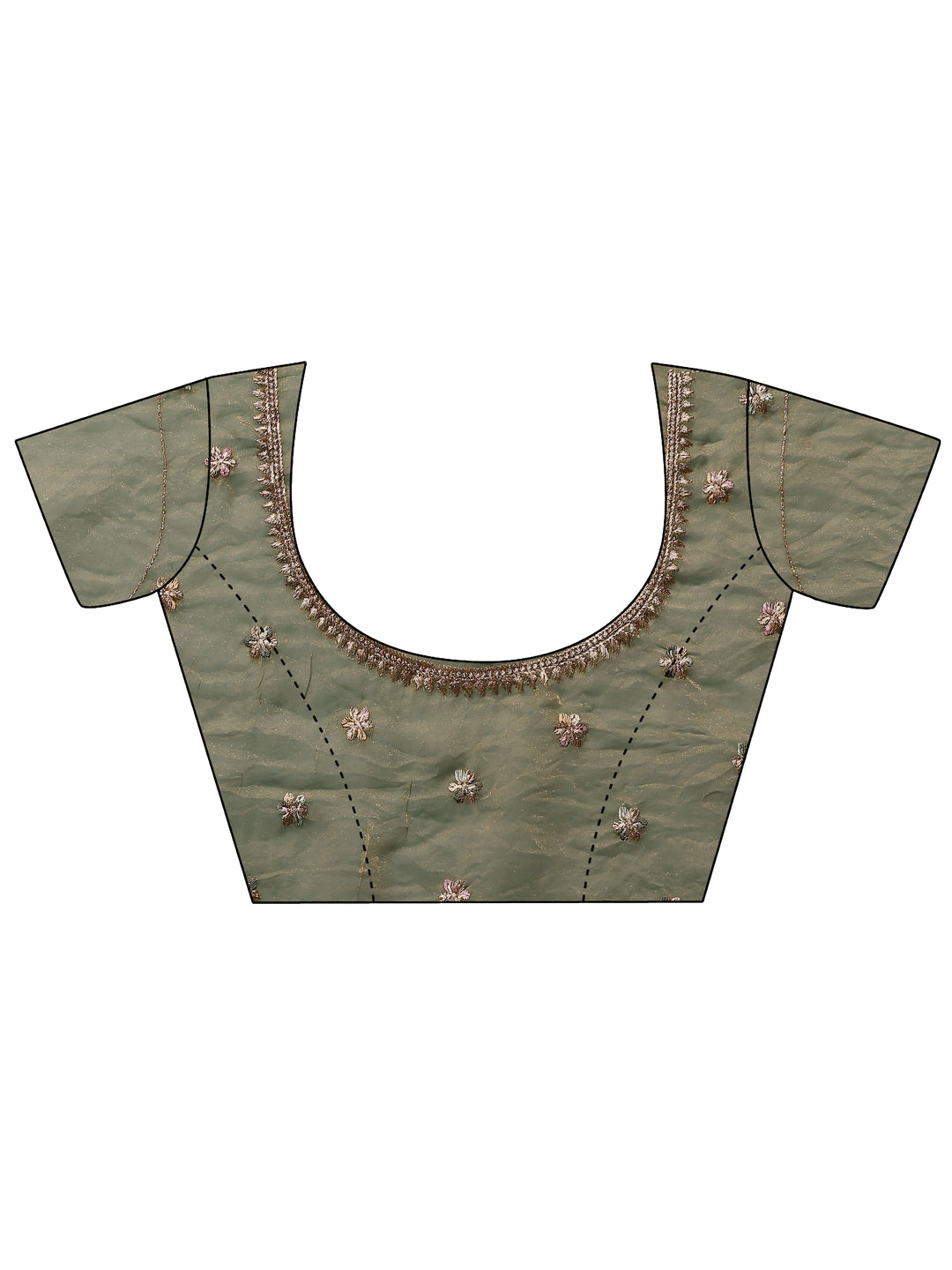 Green Embellished Organza Sarees With Unstitched Blouse Piece