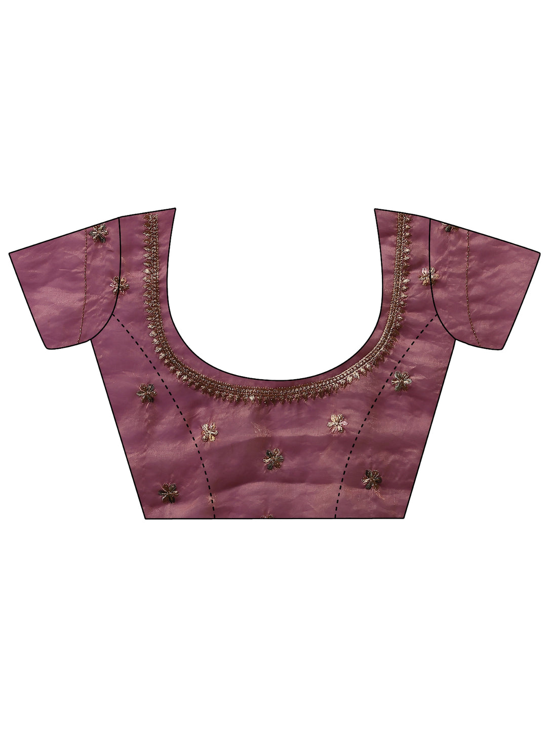 Lavender Embellished Organza Sarees With Unstitched Blouse Piece