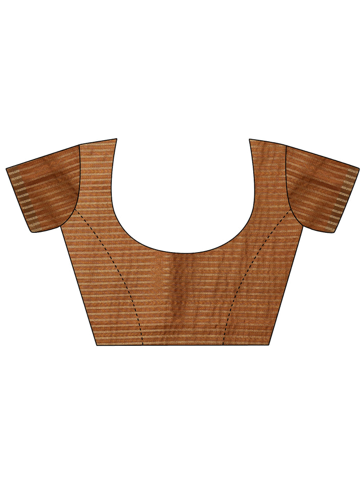 Rust Printed Silk Blend Sarees With Unstitched Blouse Piece