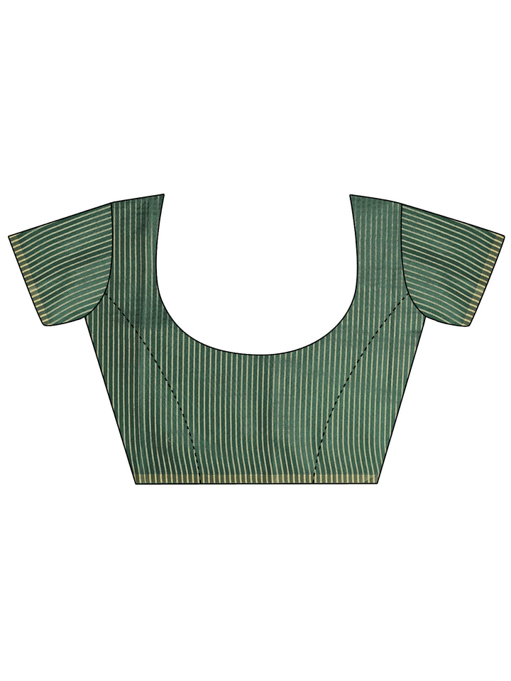 Green Printed Silk Blend Sarees With Unstitched Blouse Piece