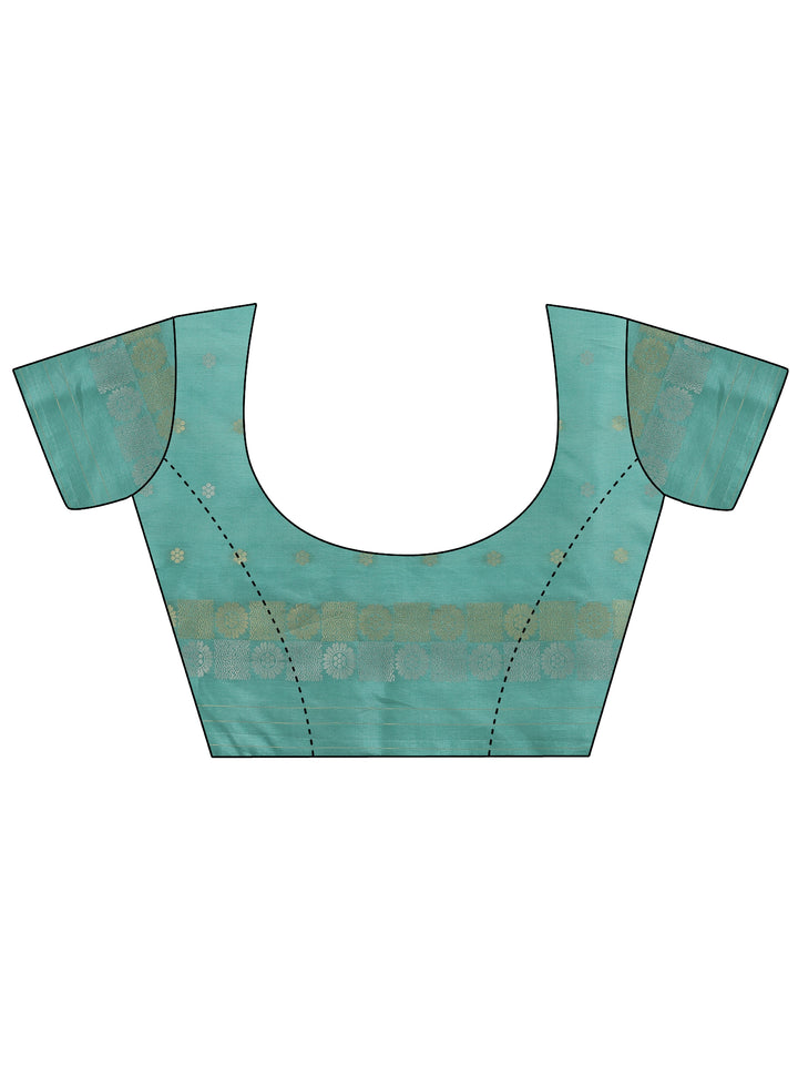 Green Woven Design Silk Blend Sarees With Unstitched Blouse Piece
