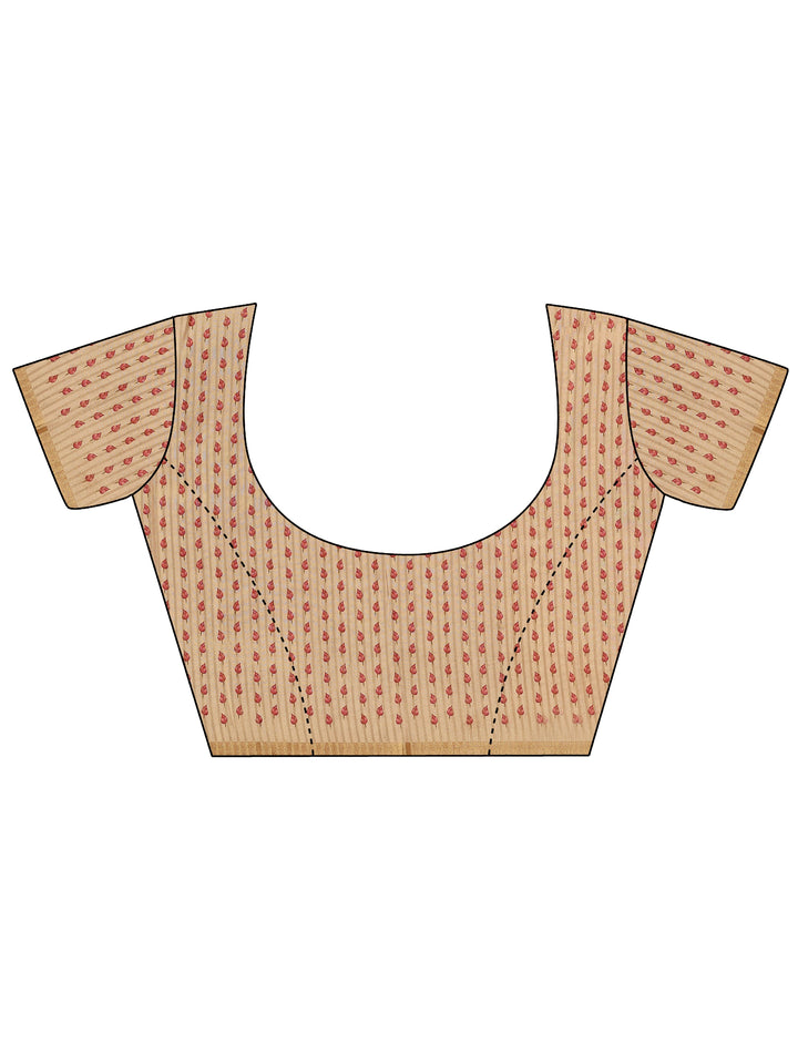 Pink Printed Silk Blend Sarees With Unstitched Blouse Piece