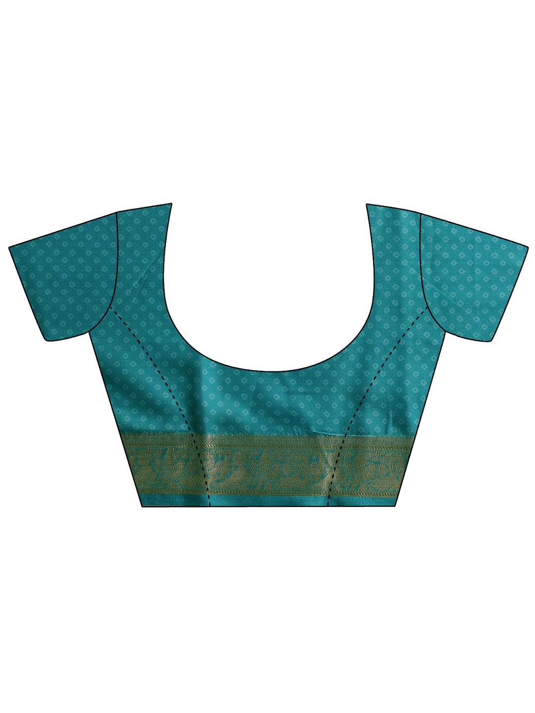 Turquoise Blue Bandhani Printed Silk Blend Saree With Unstitched Blouse Piece