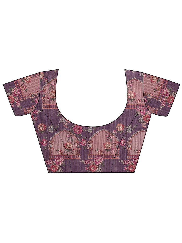 Purple Woven Design Silk Blend Saree With Unstitched Blouse Piece