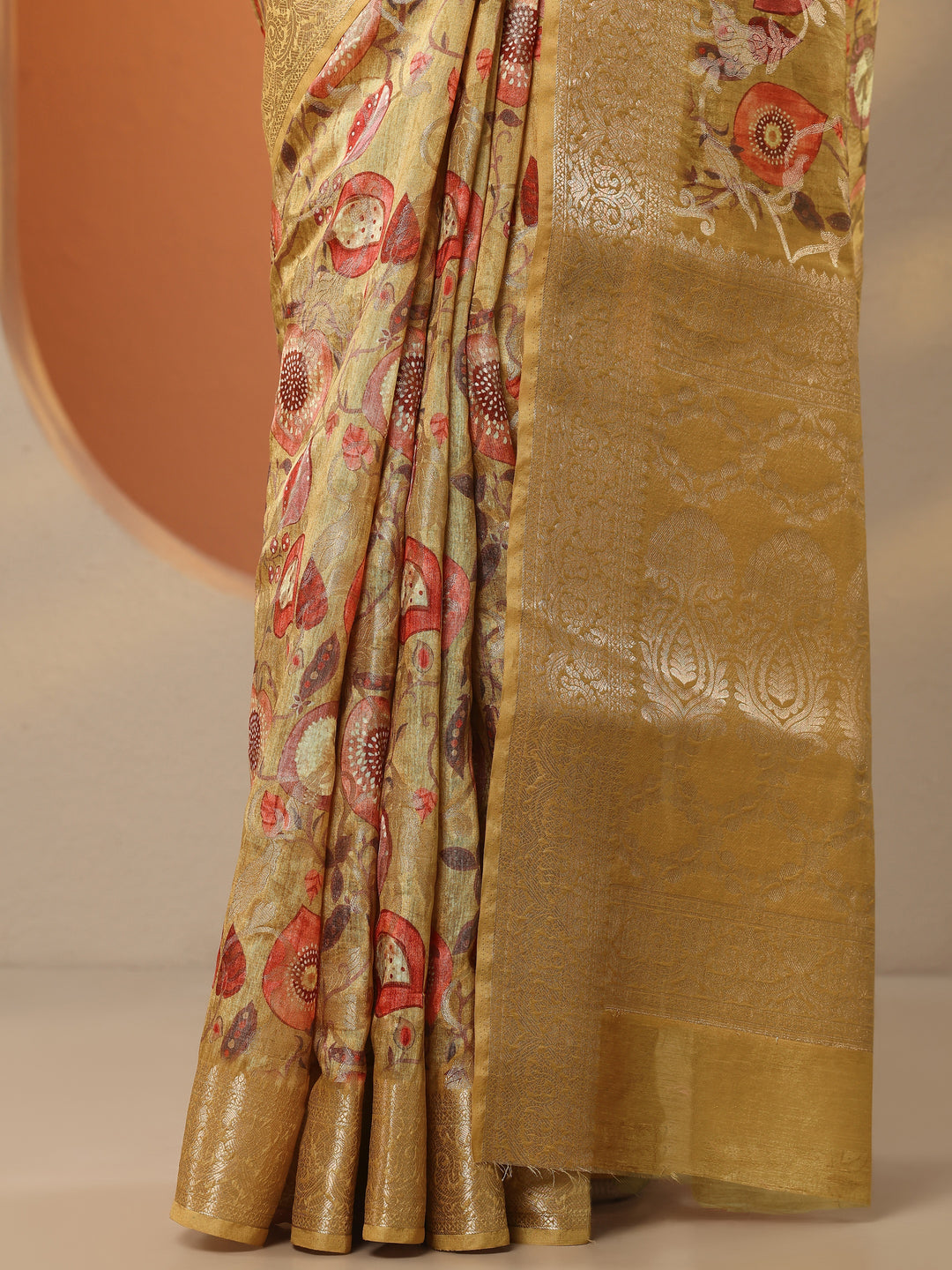 Mustard Woven Design Silk Blend Saree With Unstitched Blouse Piece