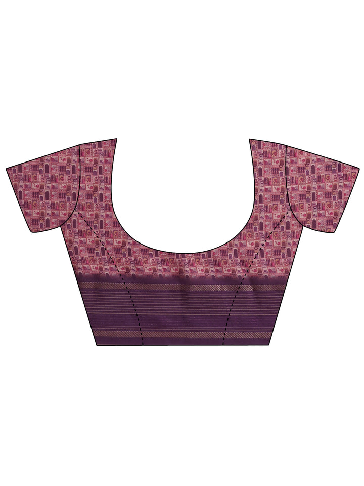 Coral Tribal Printed Georgette Saree With Unstitched Blouse Piece