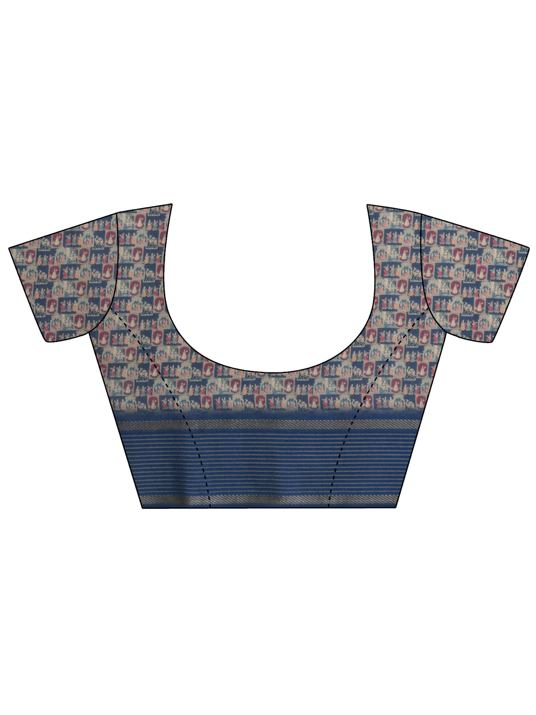 Blue Tribal Printed Georgette Saree With Unstitched Blouse Piece