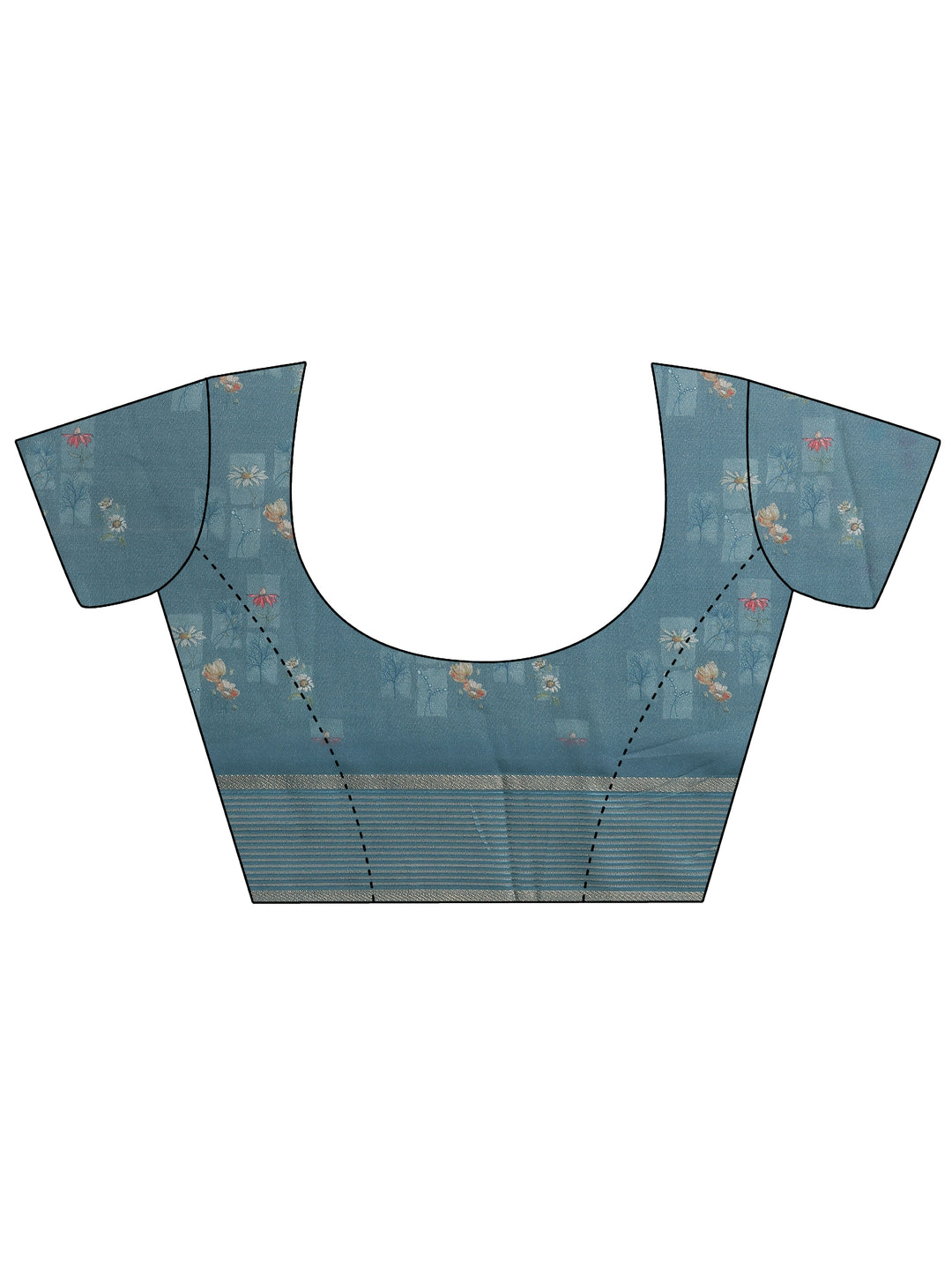 Blue Printed Georgette Saree With Unstitched Blouse Piece
