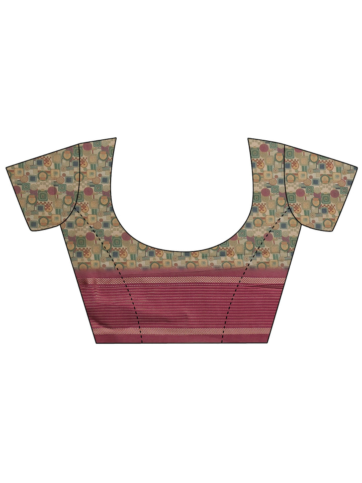 Multi Printed Georgette Saree With Unstitched Blouse Piece