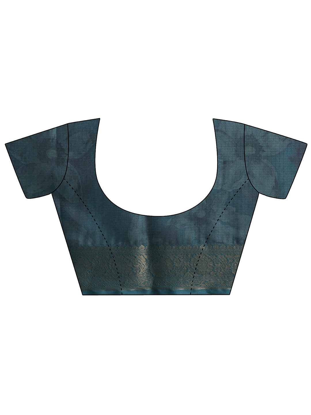 Blue Printed Kota Saree With Unstitched Blouse Piece