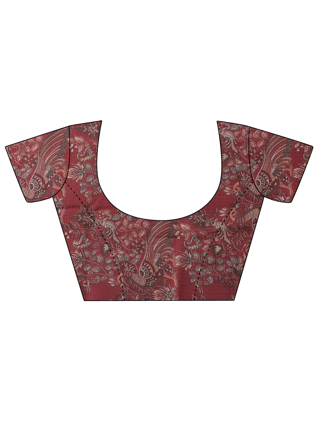 Maroon Printed Kota Saree With Unstitched Blouse Piece