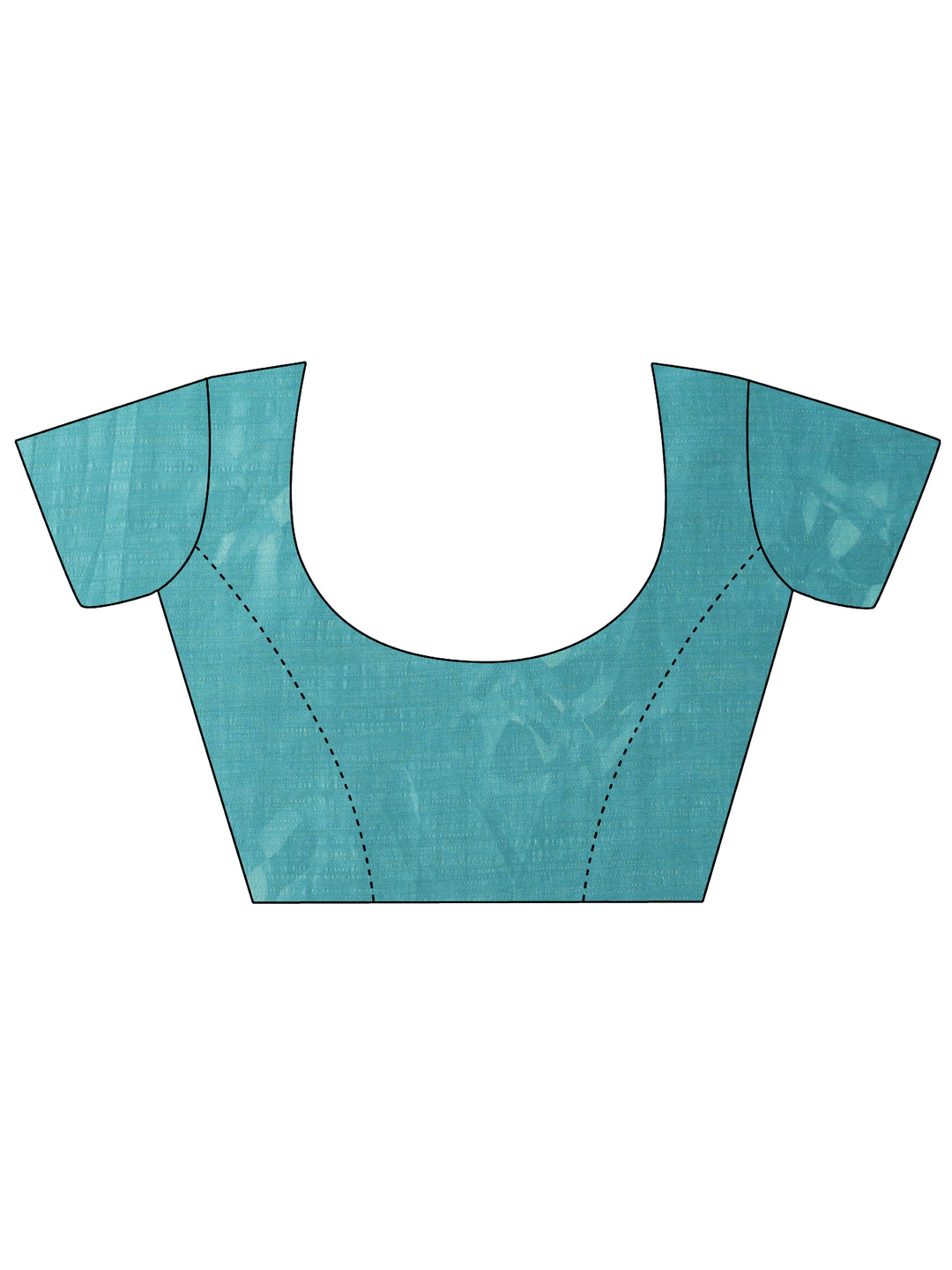 Teal Printed Chinon Saree With Unstitched Blouse Piece