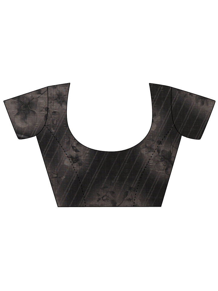 Black Leheriya Printed Chinon Saree With Unstitched Blouse Piece