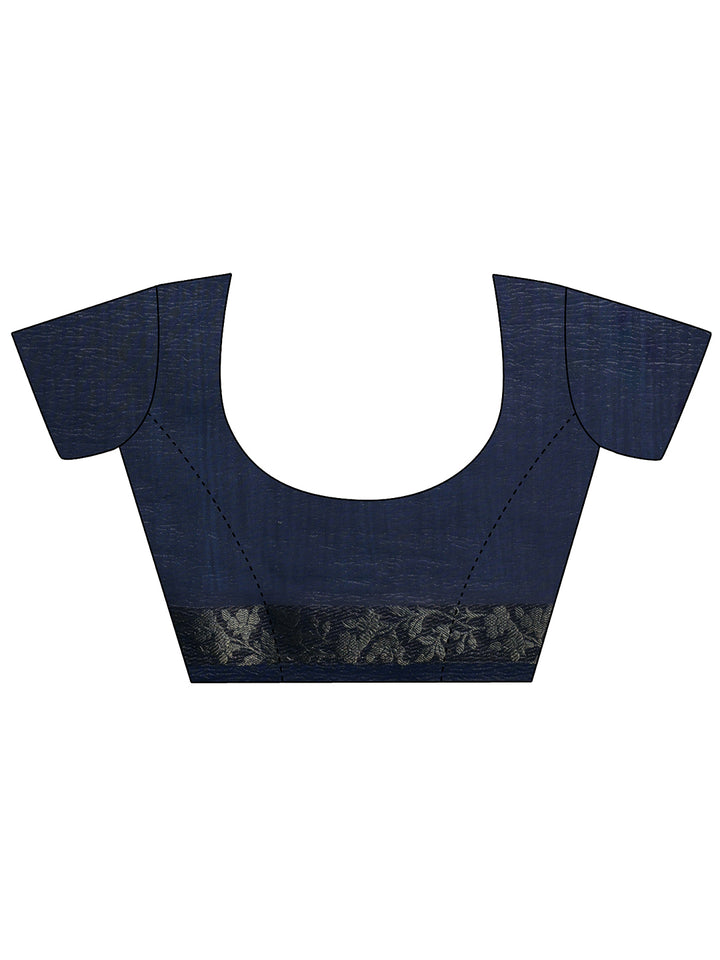 Blue Printed Chinon Saree With Unstitched Blouse Piece