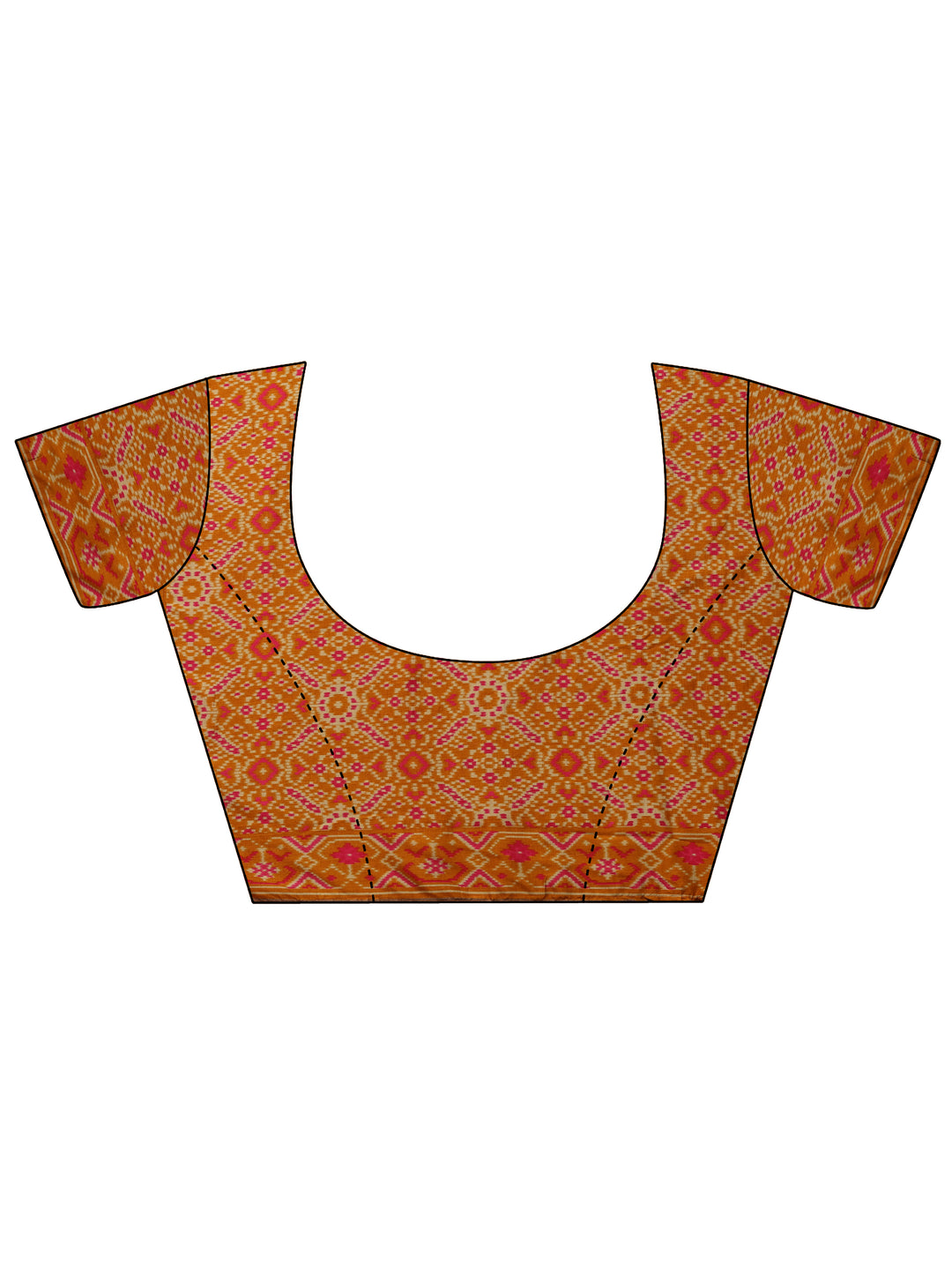 Mustard Printed Silk Blend Saree With Unstitched Blouse Piece