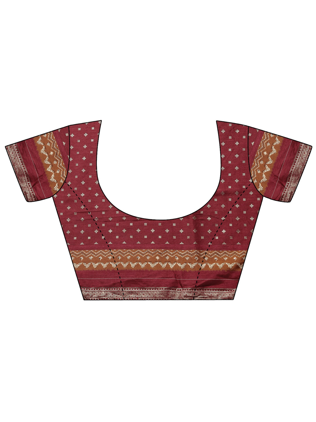 Olive Printed Silk Blend Saree With Unstitched Blouse Piece