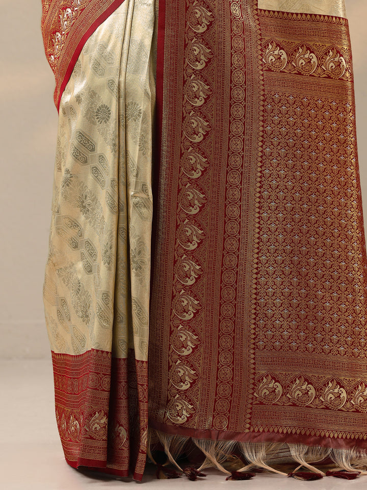 Gold Woven Design Silk Blend Saree With Unstitched Blouse Piece