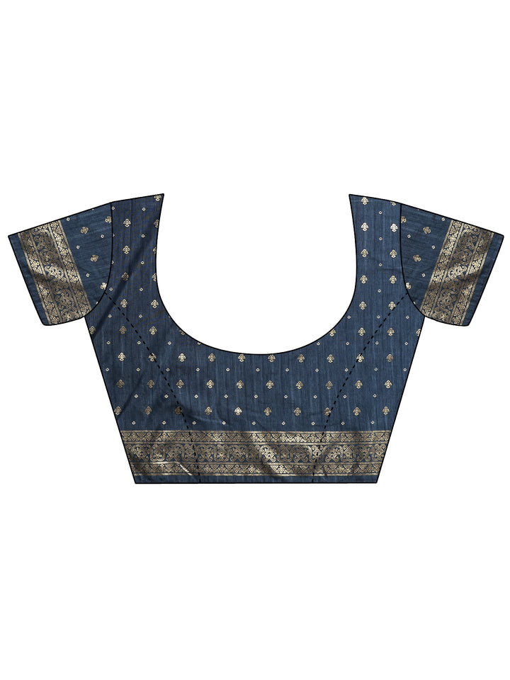Blue Woven Design Silk Blend Saree With Unstitched Blouse Piece