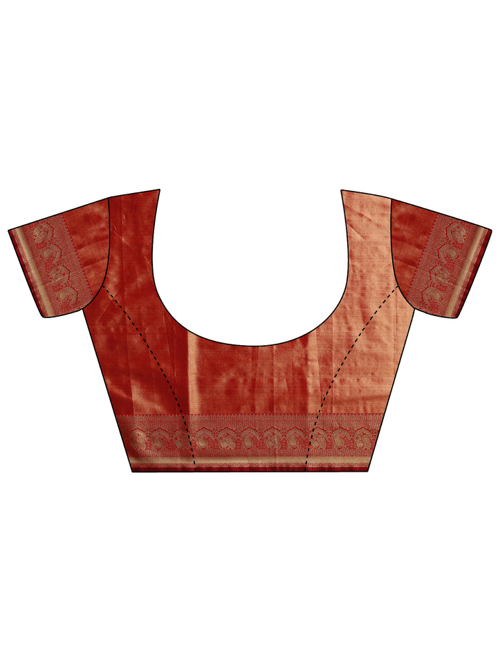 Cream Woven Design Silk Blend Saree With Unstitched Blouse Piece