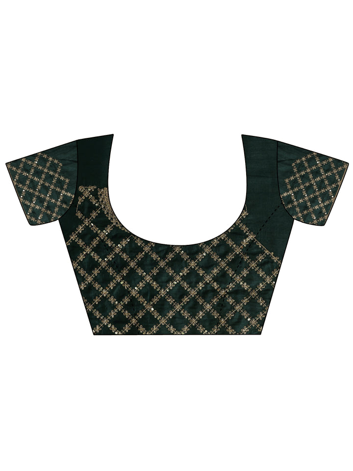 Green Bandhani Printed Silk Blend Saree With Unstitched Blouse Piece