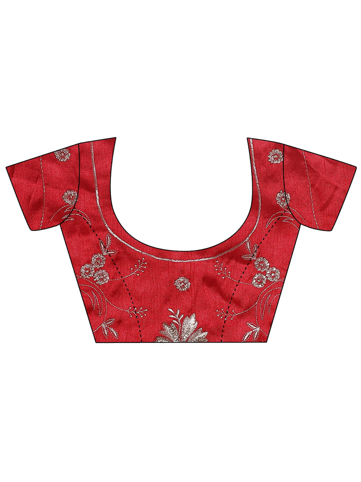 Green Solid Silk Blend Saree With Unstitched Blouse Piece