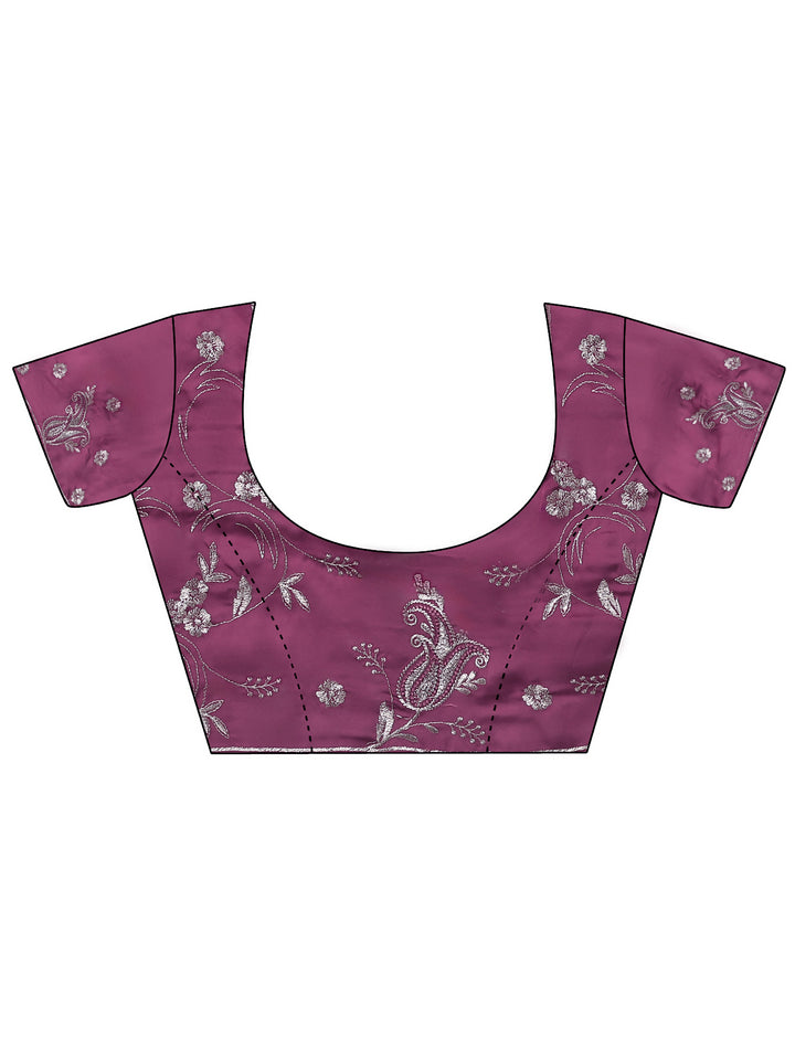 Mauve Solid Satin Saree With Unstitched Blouse Piece