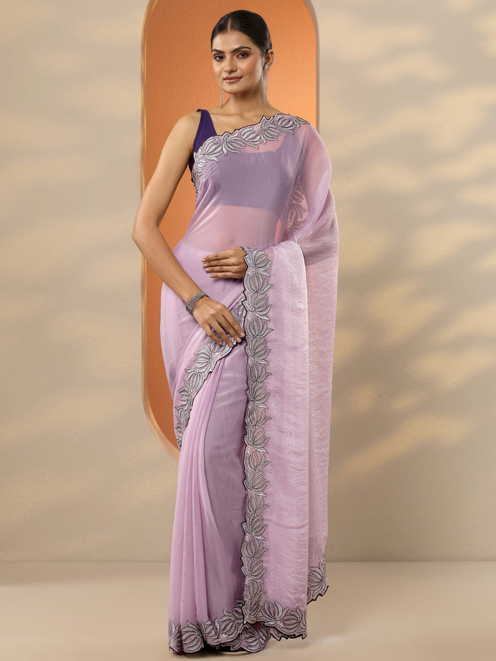 Pink Solid Organza Saree With Unstitched Blouse Piece