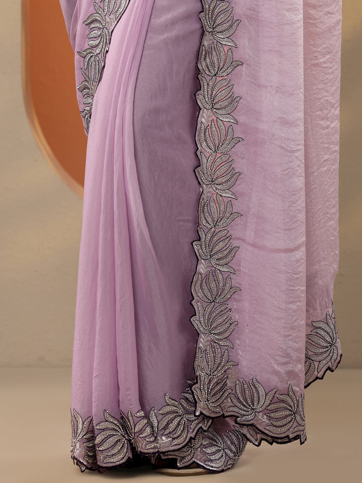 Pink Solid Organza Saree With Unstitched Blouse Piece