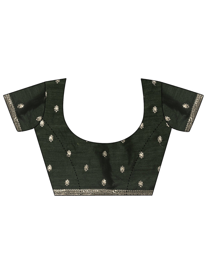 Green Embroidered Organza Saree With Unstitched Blouse Piece