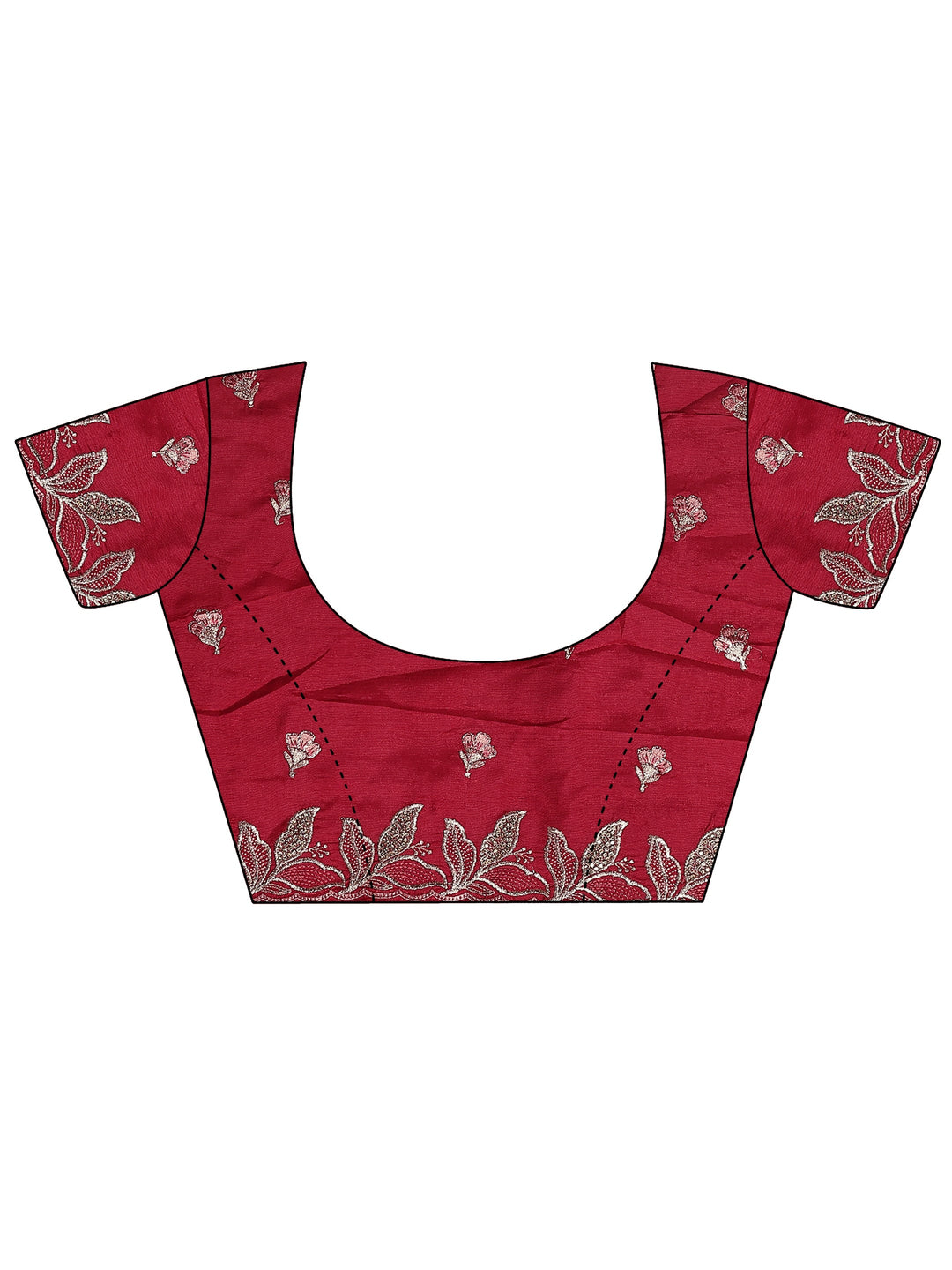 Coral Embroidered Organza Saree With Unstitched Blouse Piece