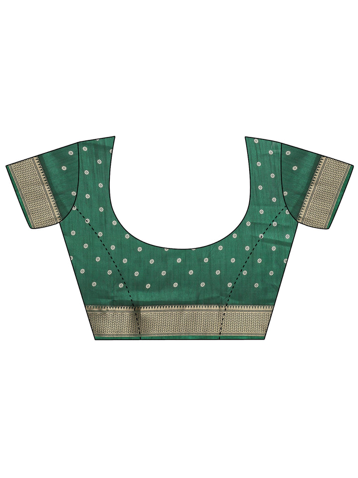 Green Bandhani Printed Silk Blend Saree With Unstitched Blouse Piece