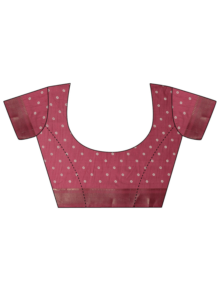 Red Bandhani Printed Silk Blend Saree With Unstitched Blouse Piece