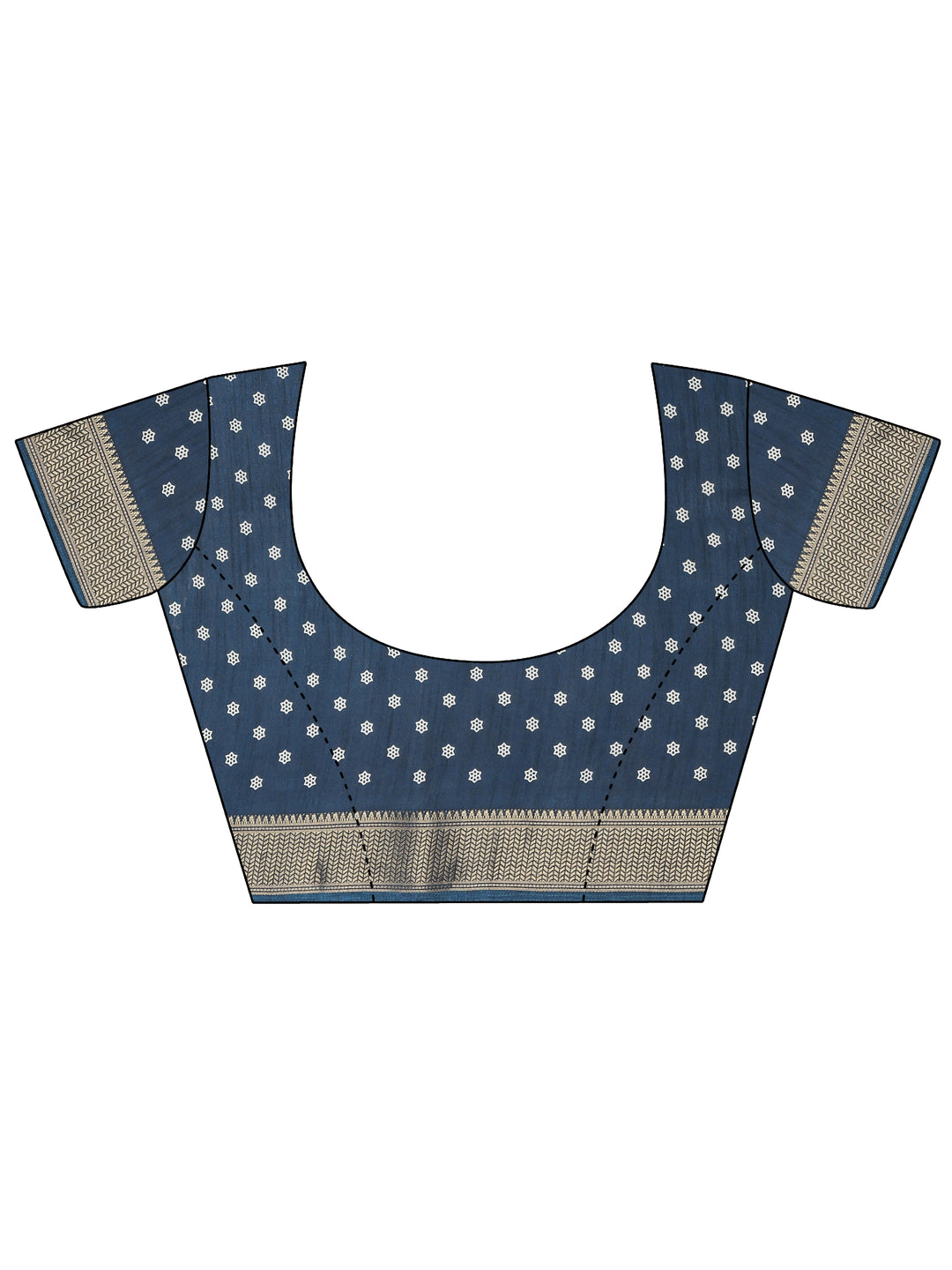 Navy Blue Bandhani Printed Silk Blend Saree With Unstitched Blouse Piece