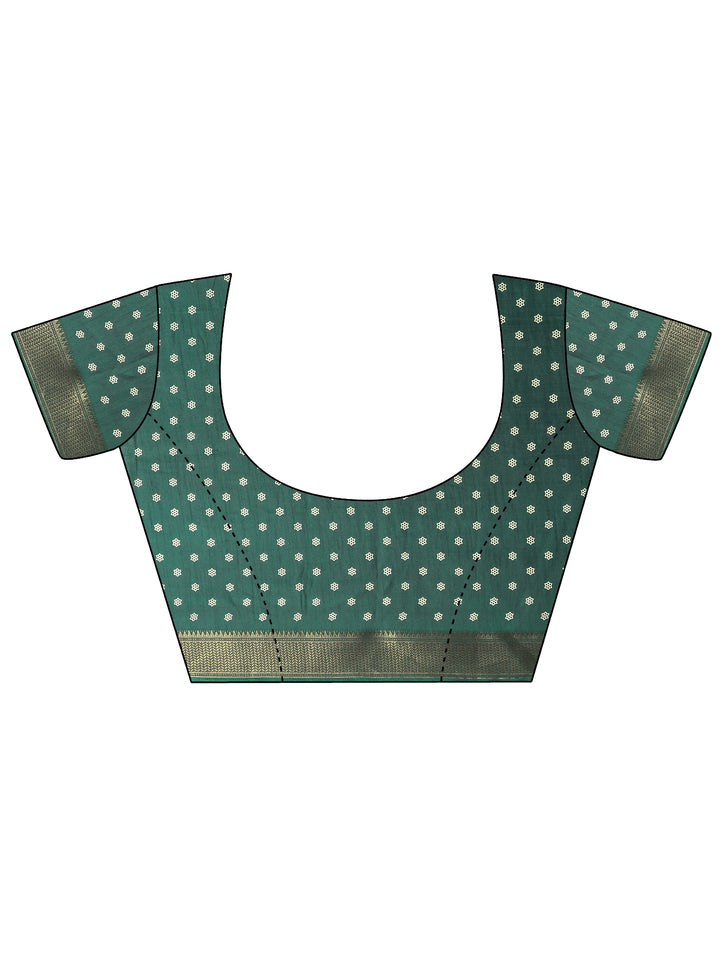 Green Bandhani Printed Silk Blend Saree With Unstitched Blouse Piece